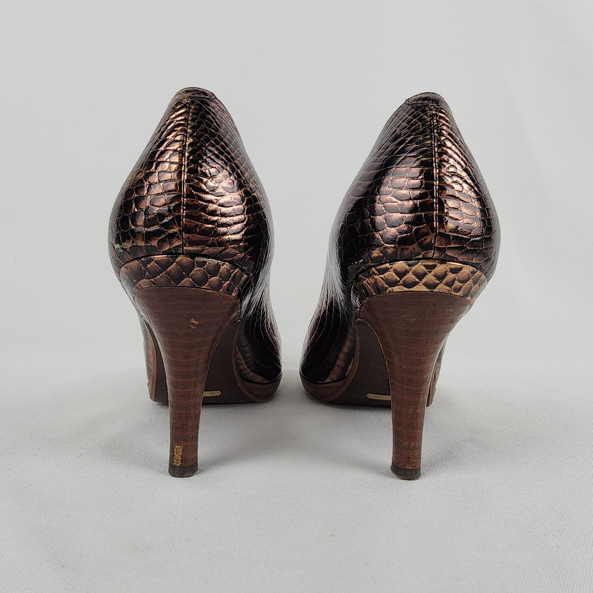 Cole Haan Nike Air Brown Leather Peep Toe Heels Size 9.5