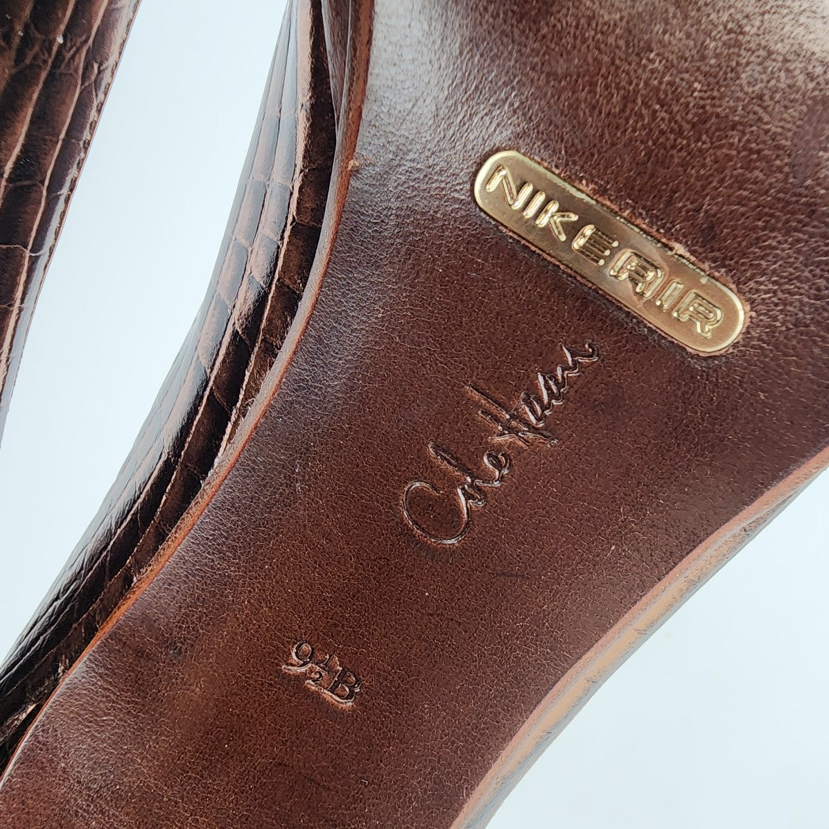 Cole Haan Nike Air Brown Leather Peep Toe Heels Size 9.5