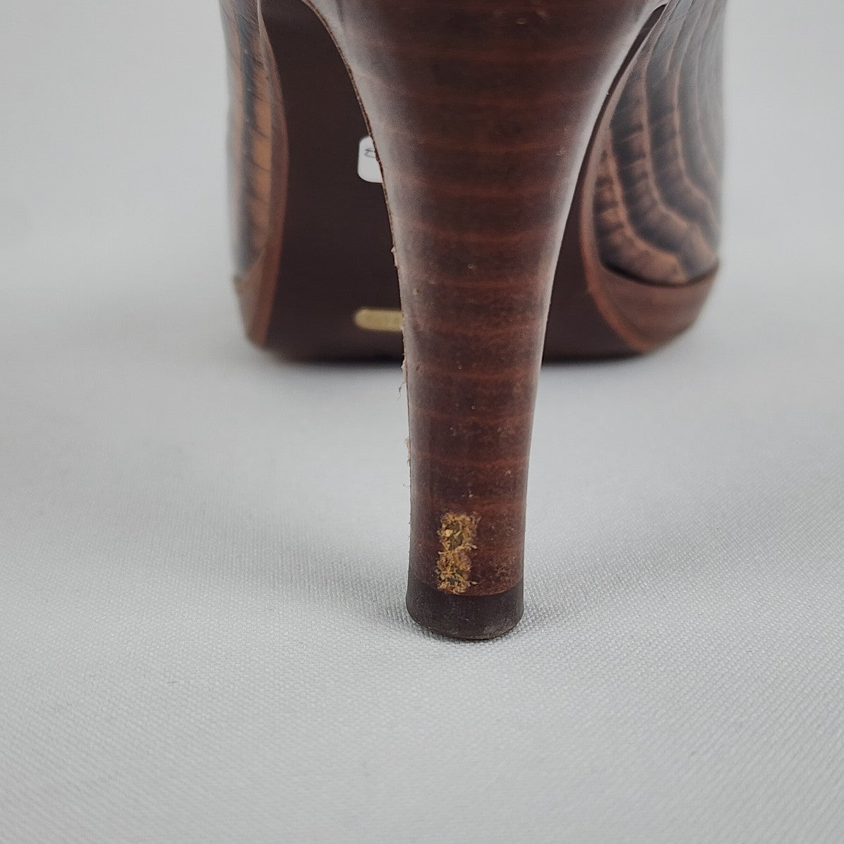 Cole Haan Nike Air Brown Leather Peep Toe Heels Size 9.5