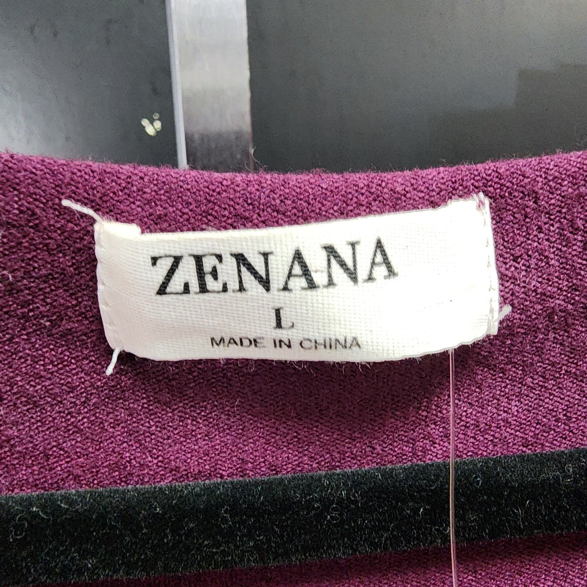 Zenana Purple V Neck Knit Sweater Size L