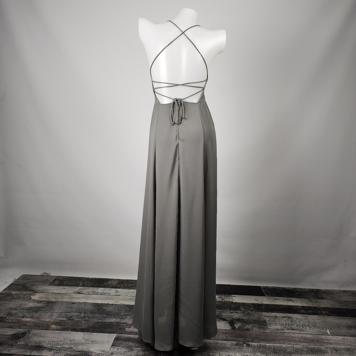 Show Me Your MUMU Grey Chiffon Long Gown Size S