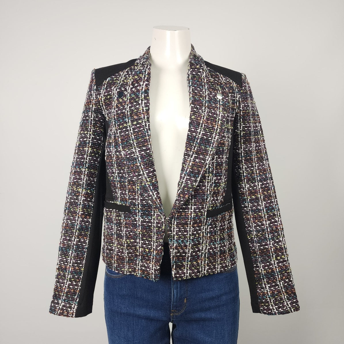 Dex Purple Tweed Zip Up Jacket Size S