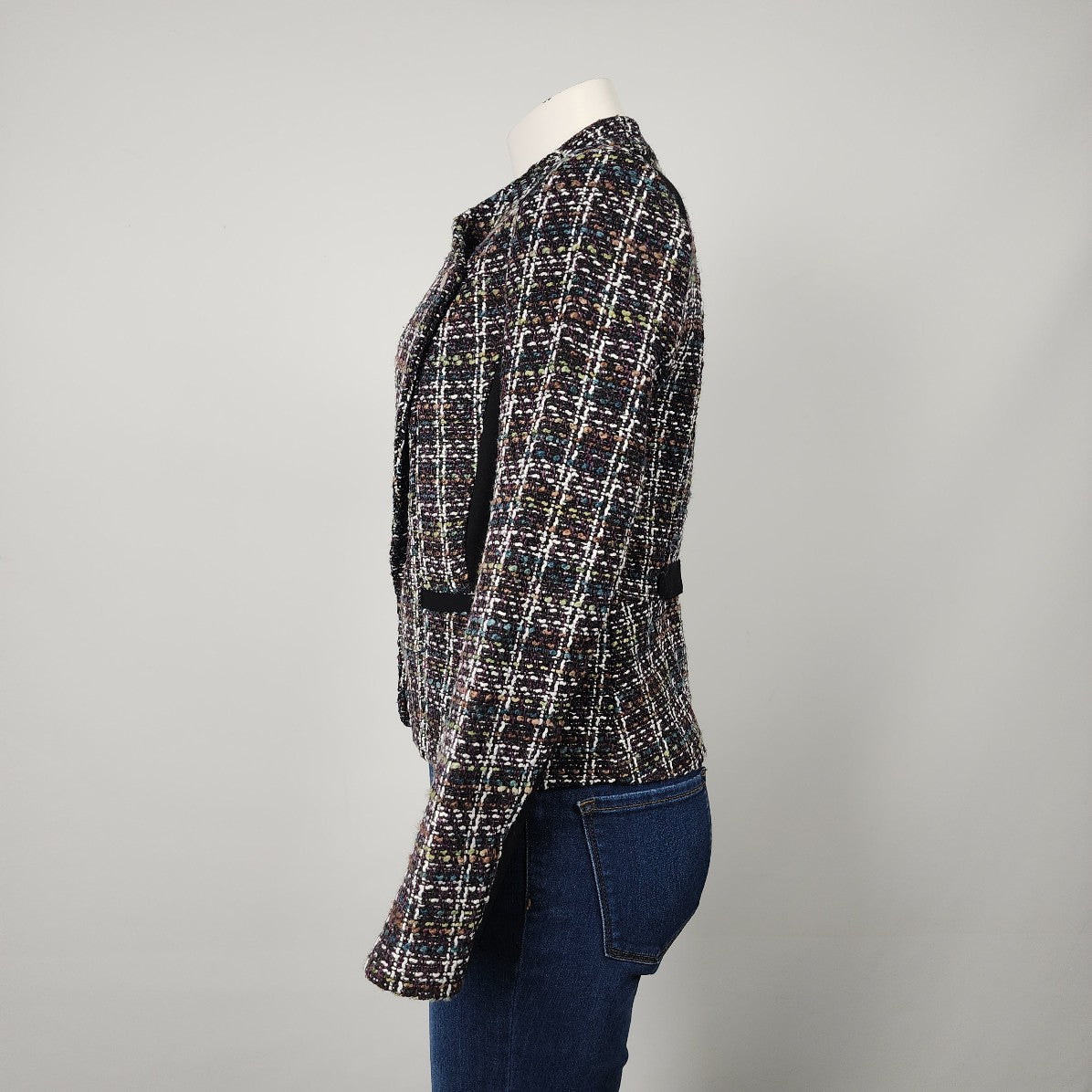 Dex Purple Tweed Zip Up Jacket Size S