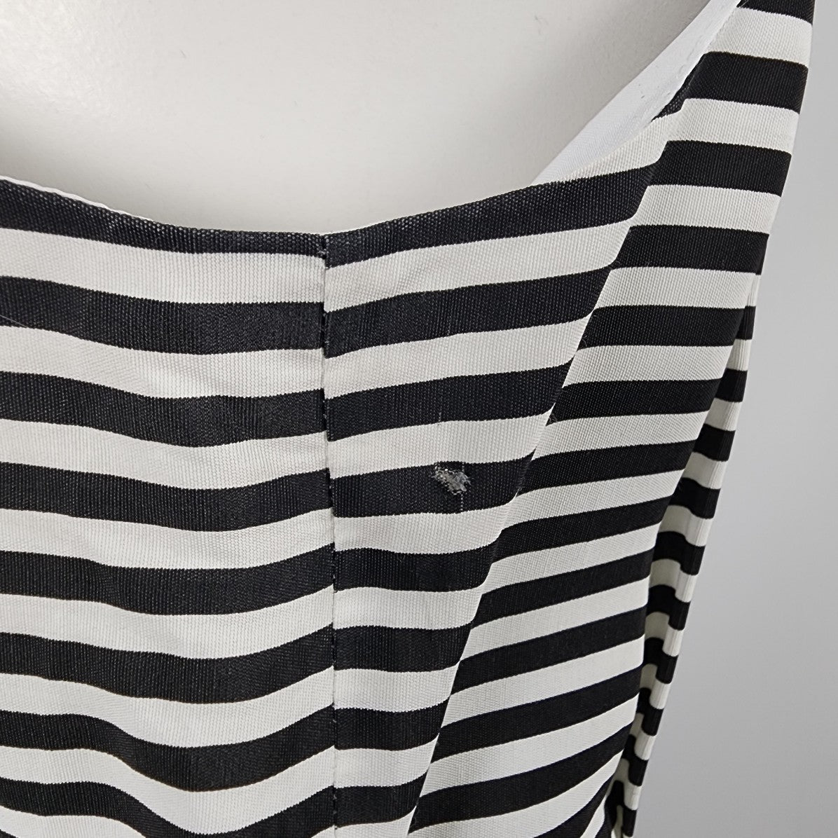 Vintage Black Striped Sleeveless Belted Jumpsuit Size M