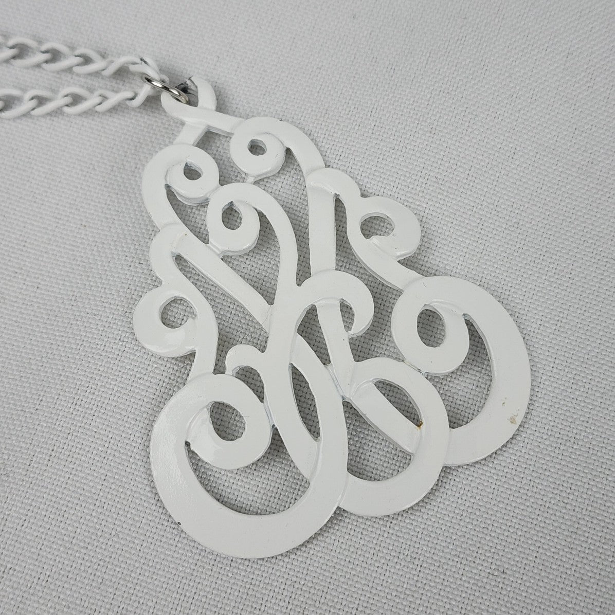 Vintage White Enamel Pendant Necklace