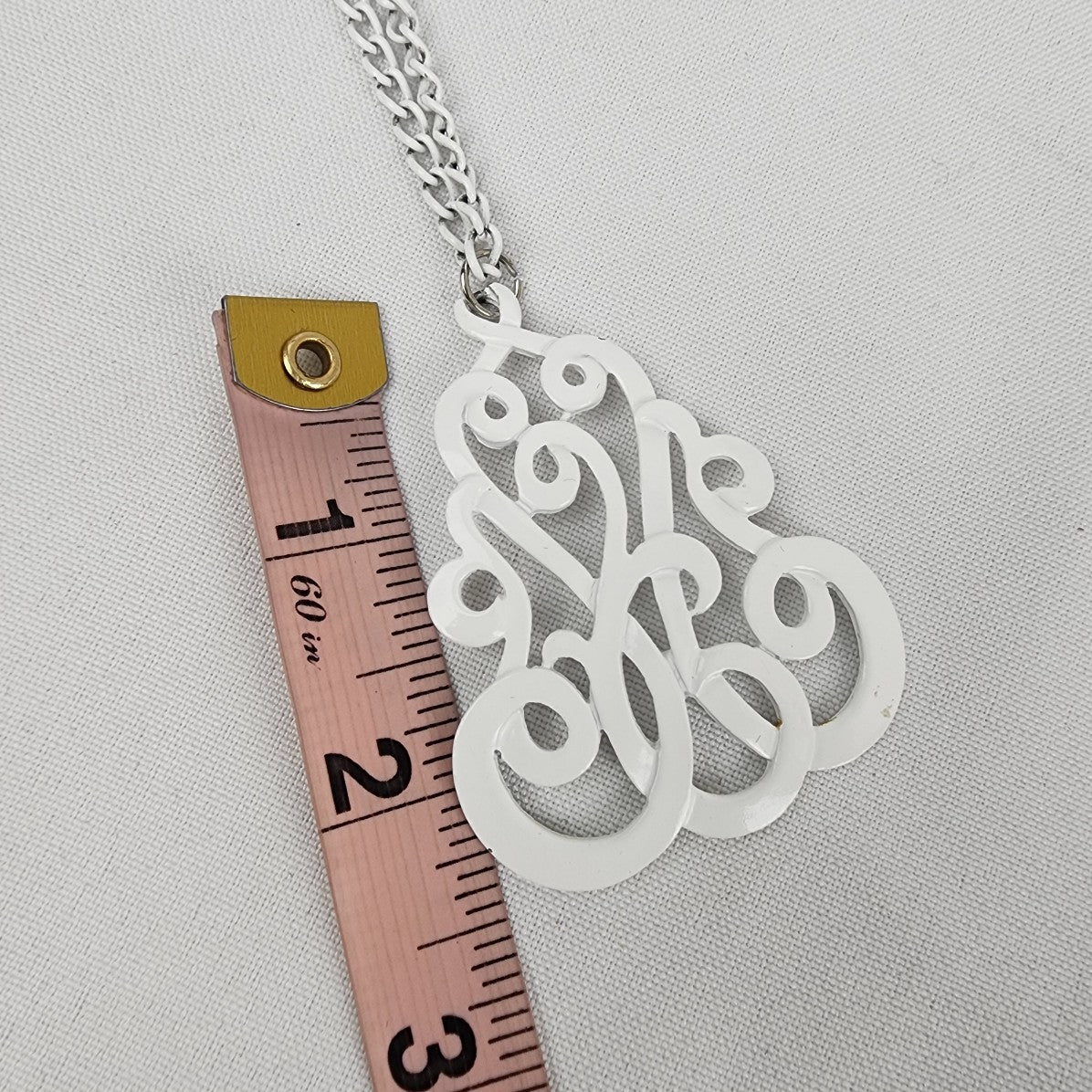 Vintage White Enamel Pendant Necklace