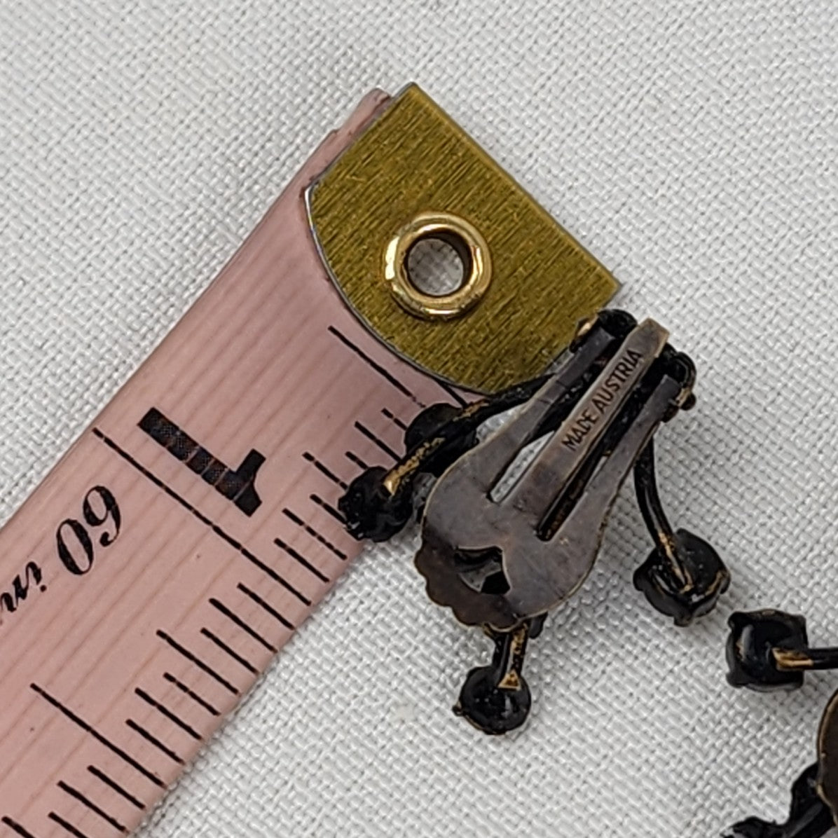 Vintage Made In Austria Black Crystal Clip On Earrings