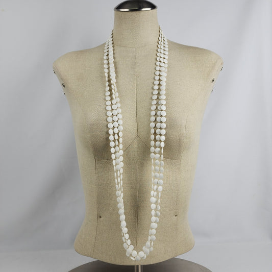 Vintage Cream Layered Fused Beads Long Necklace
