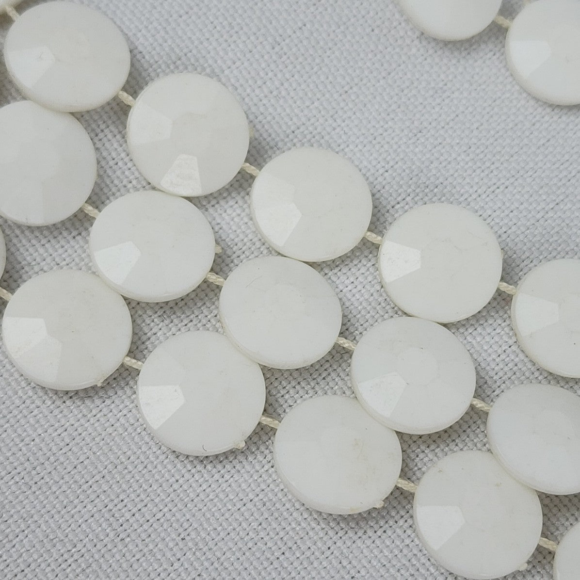Vintage Cream Layered Fused Beads Long Necklace