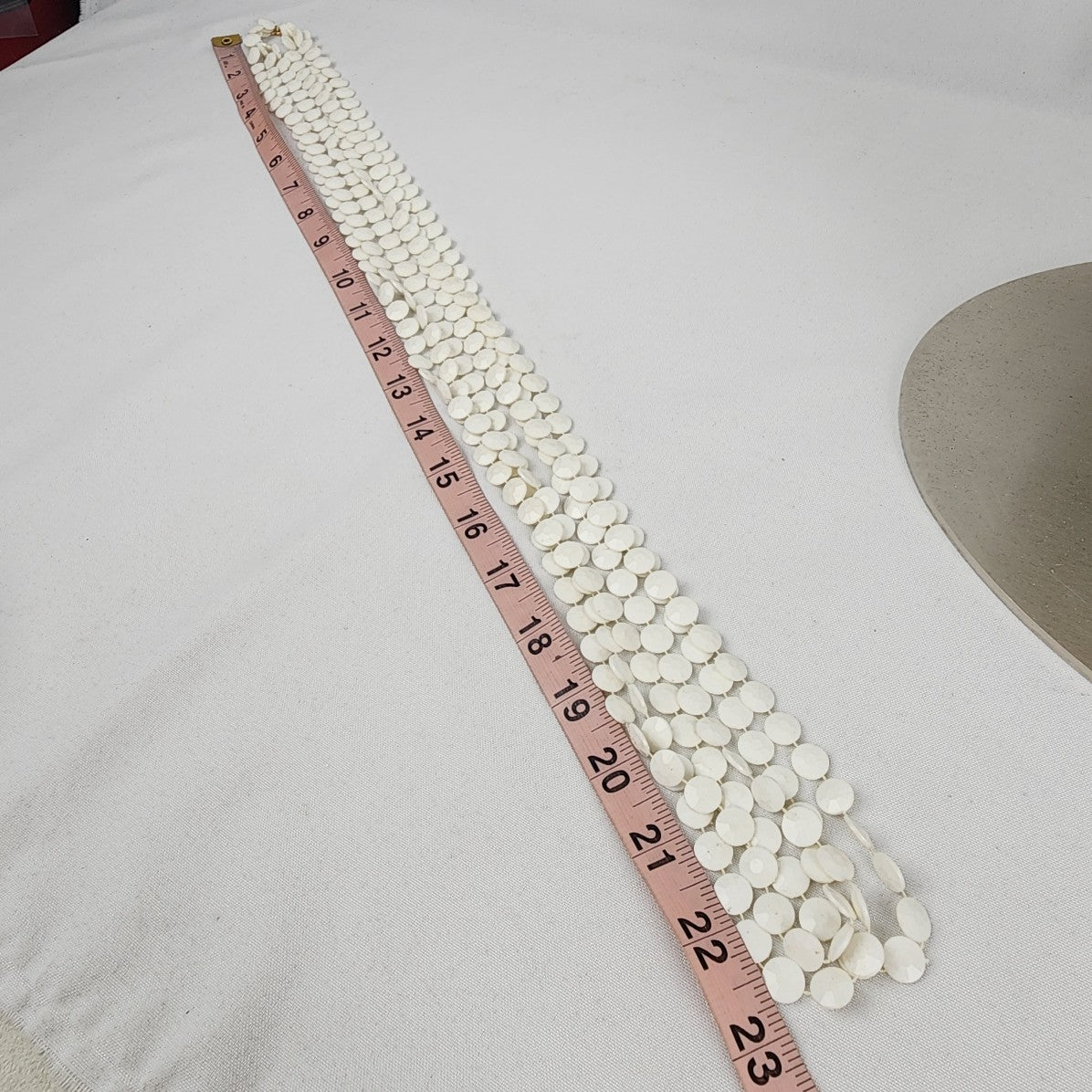 Vintage Cream Layered Fused Beads Long Necklace