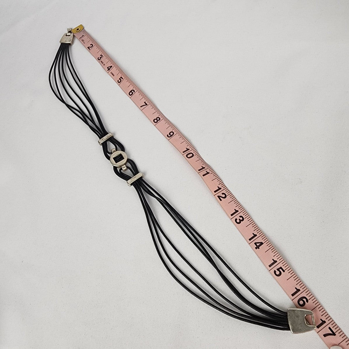 Leather Cord & Silver Collar Necklace