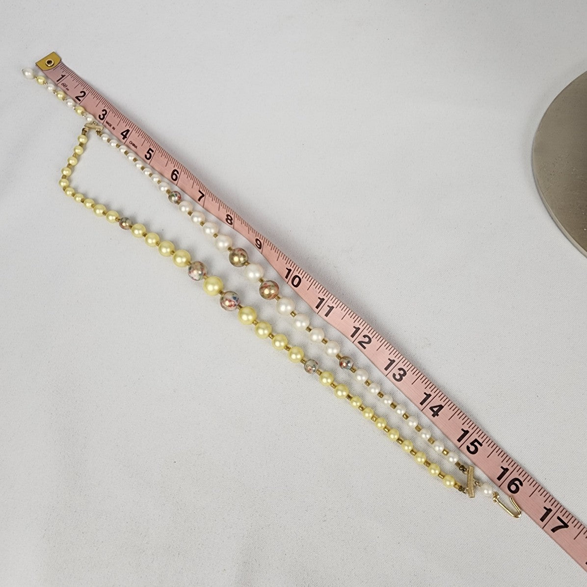 Vintage Japan Yellow Beaded Two Strand Layered Beaded Necklace
