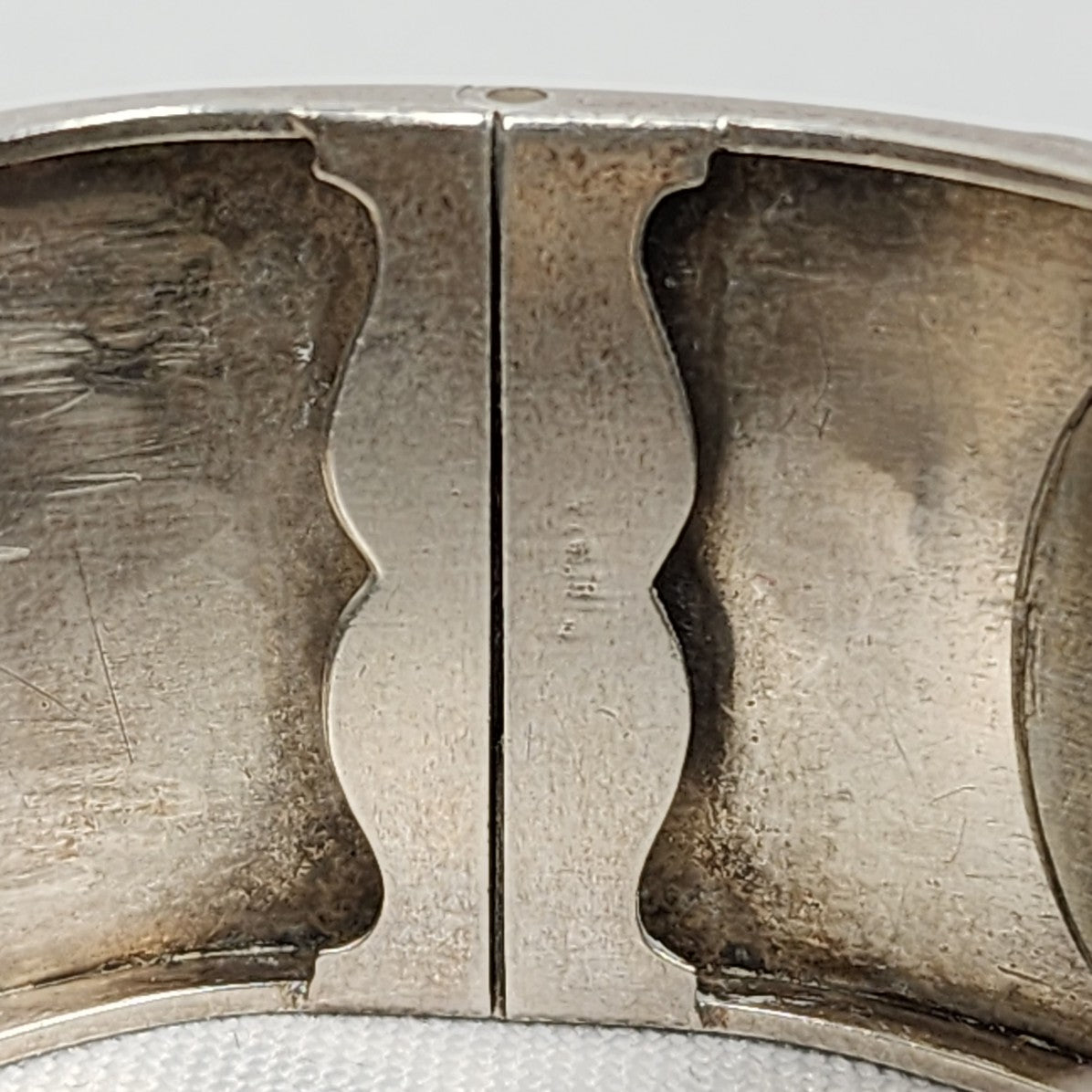 Vintage Victorian Etched Sterling Silver Hinge Bracelet West Marked West Patent