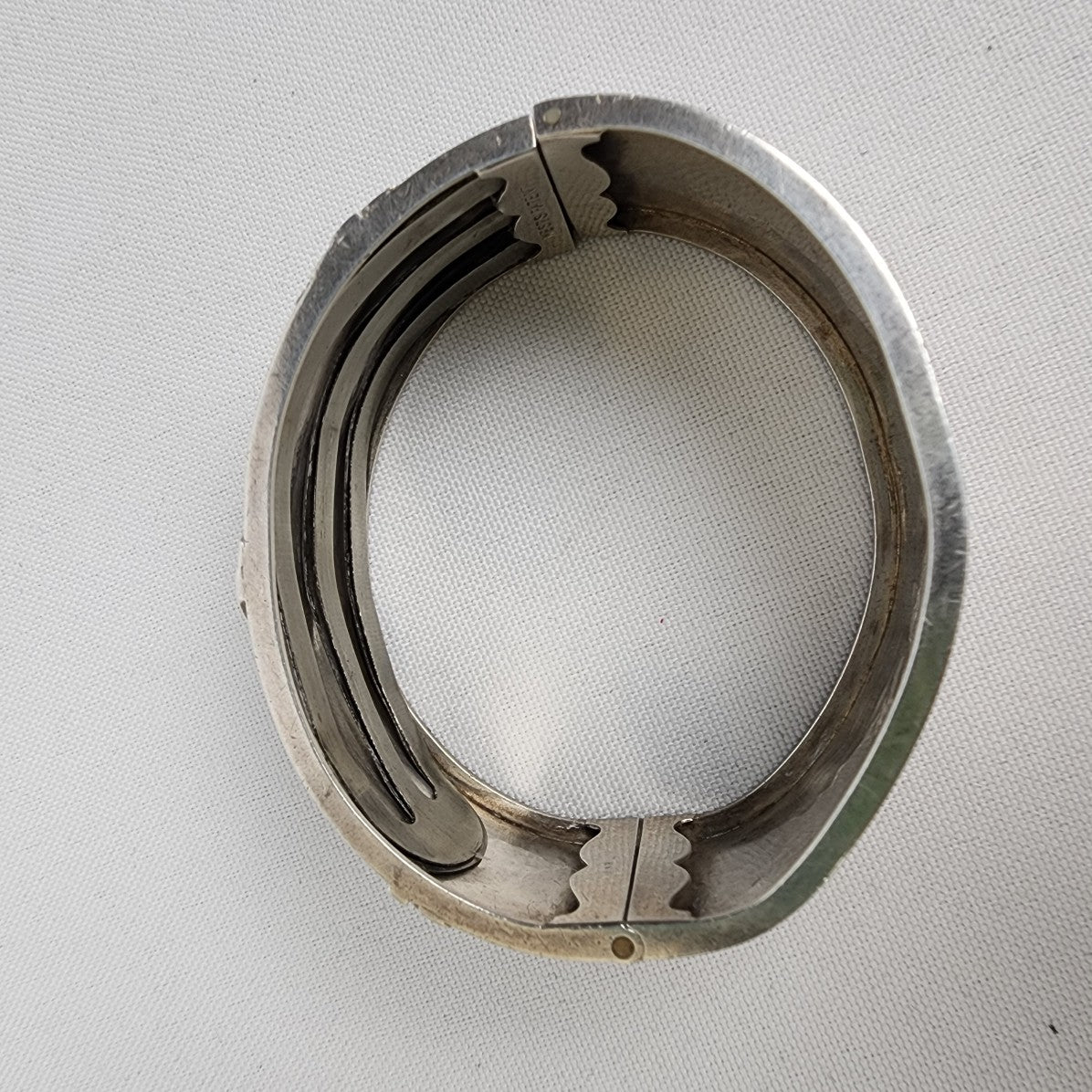 Vintage Victorian Etched Sterling Silver Hinge Bracelet West Marked West Patent