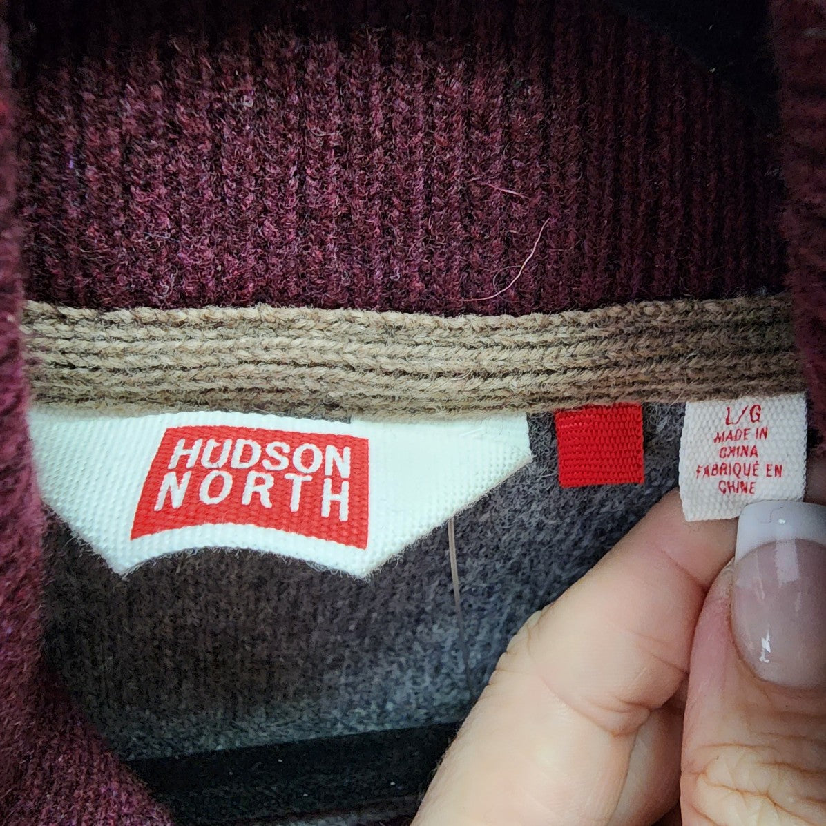 Hudson North Burgundy Wool Knit Sweater Size L