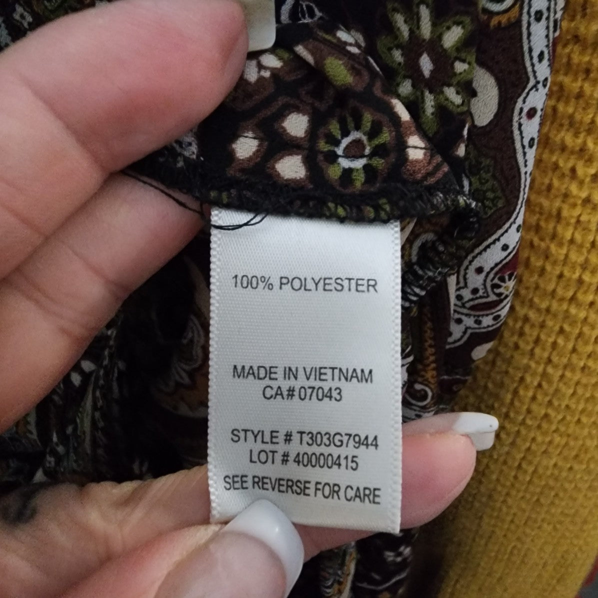 Floral & Ivy Brown & Green Floral V Neck Blouse Size L