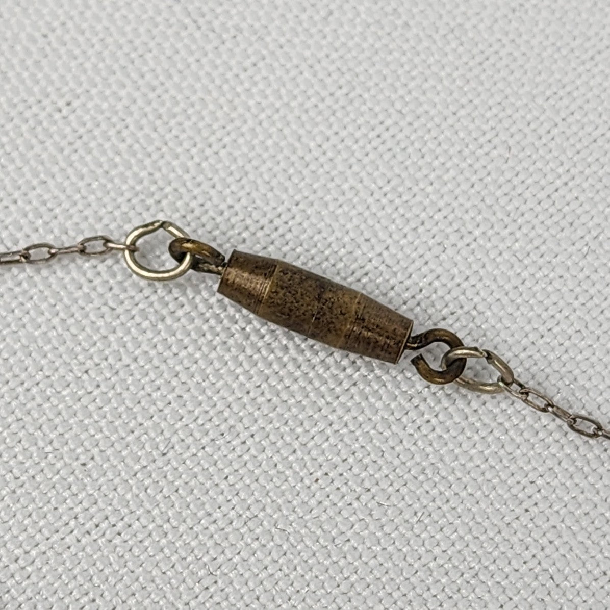 Vintage Ceramic Clay Bead Silver Chain Necklace