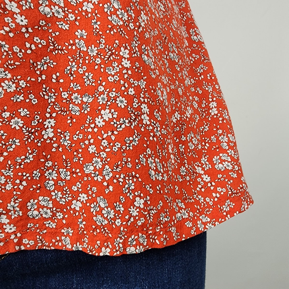 Sabrina Butterfly Red Floral Short Sleeve Top Size S/M
