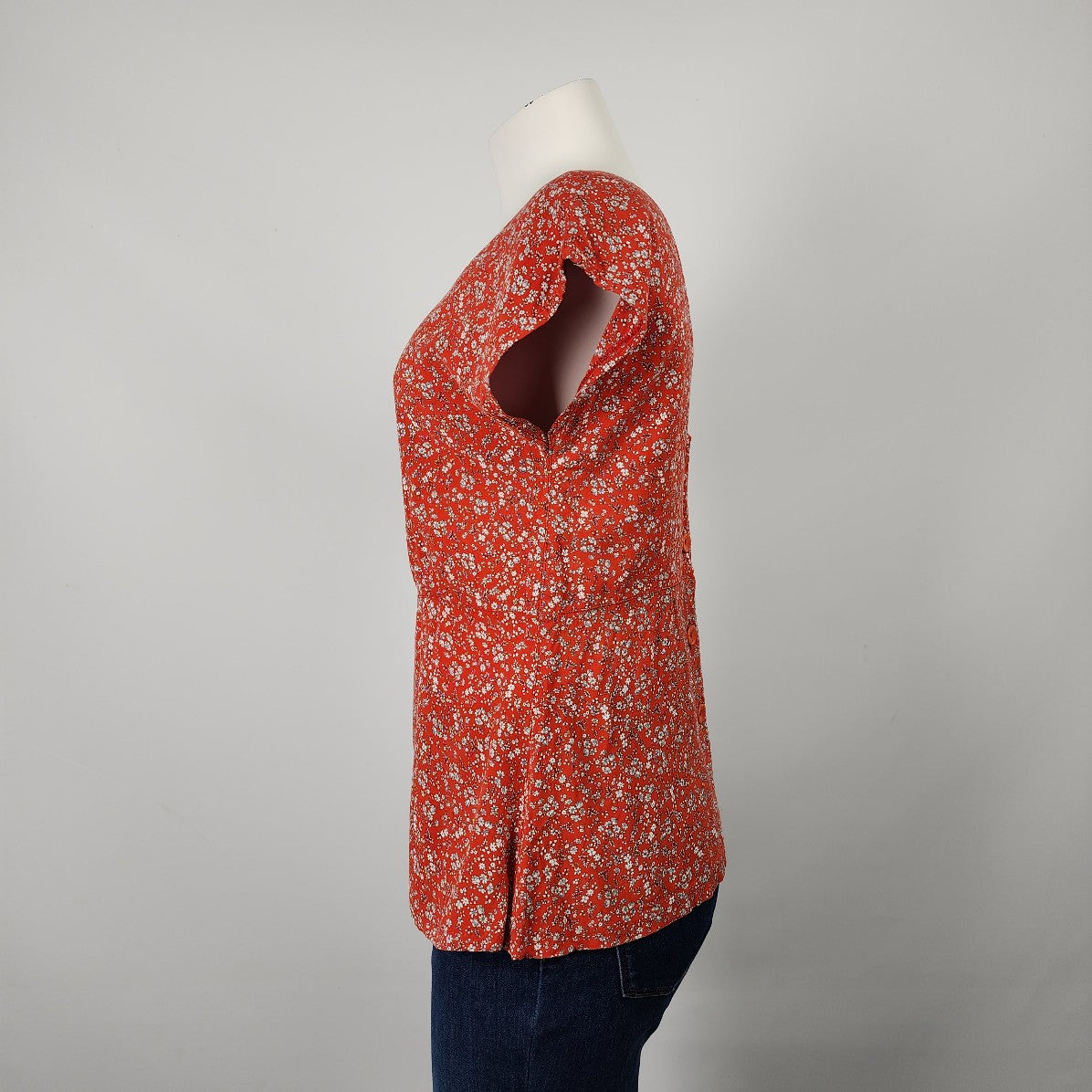 Sabrina Butterfly Red Floral Short Sleeve Top Size S/M