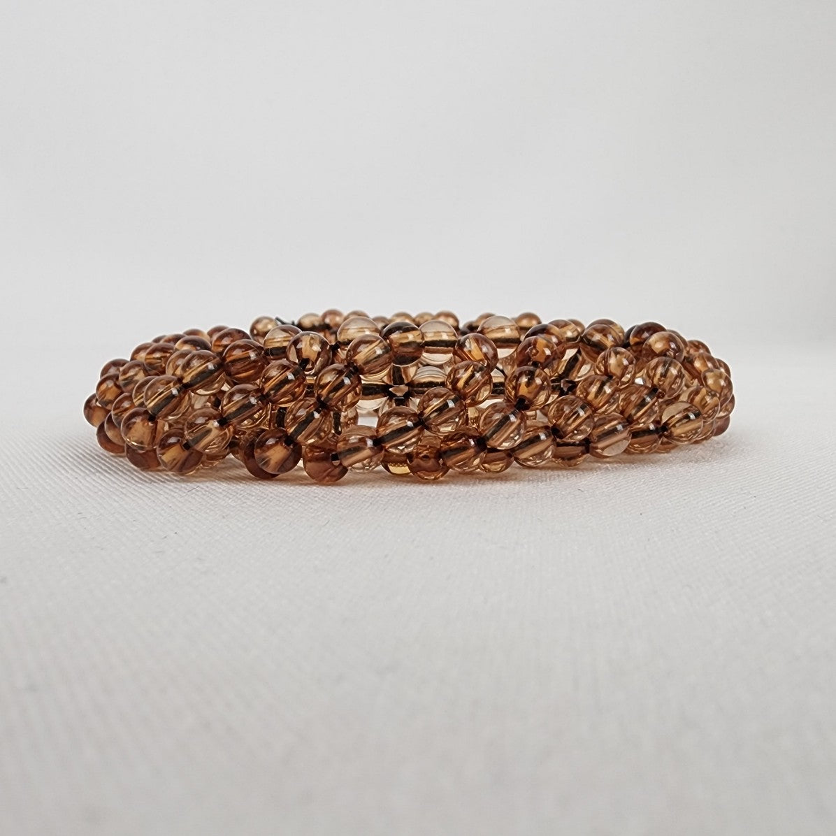 Brown Glass Beaded Twisted Stretch Bracelet