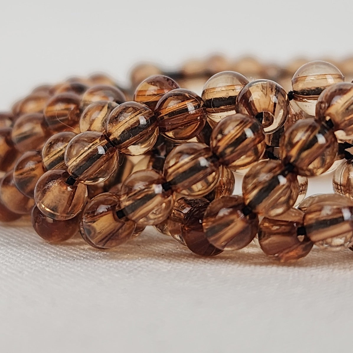 Brown Glass Beaded Twisted Stretch Bracelet