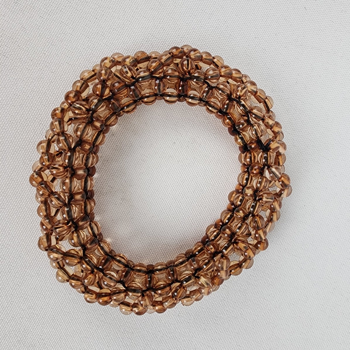 Brown Glass Beaded Twisted Stretch Bracelet