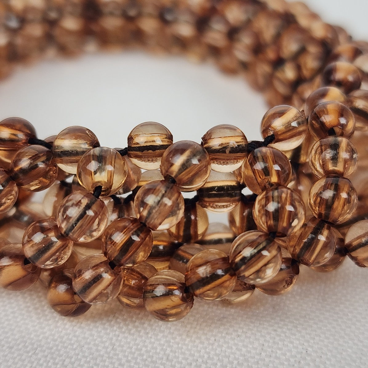 Brown Glass Beaded Twisted Stretch Bracelet