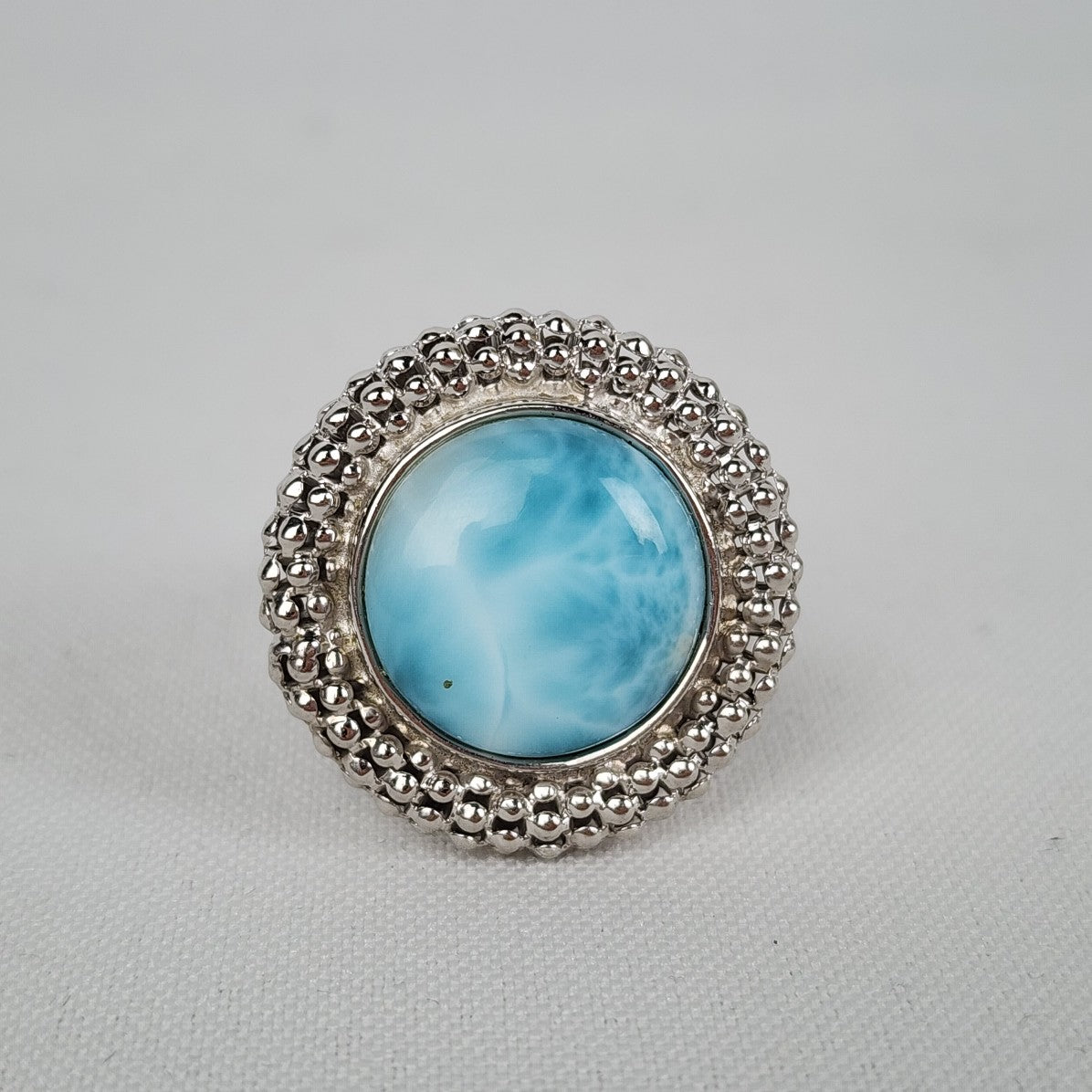 Blue Natural Stone 925 Sterling Silver Ring Size 9
