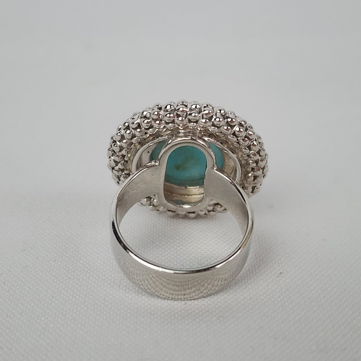 Blue Natural Stone 925 Sterling Silver Ring Size 9
