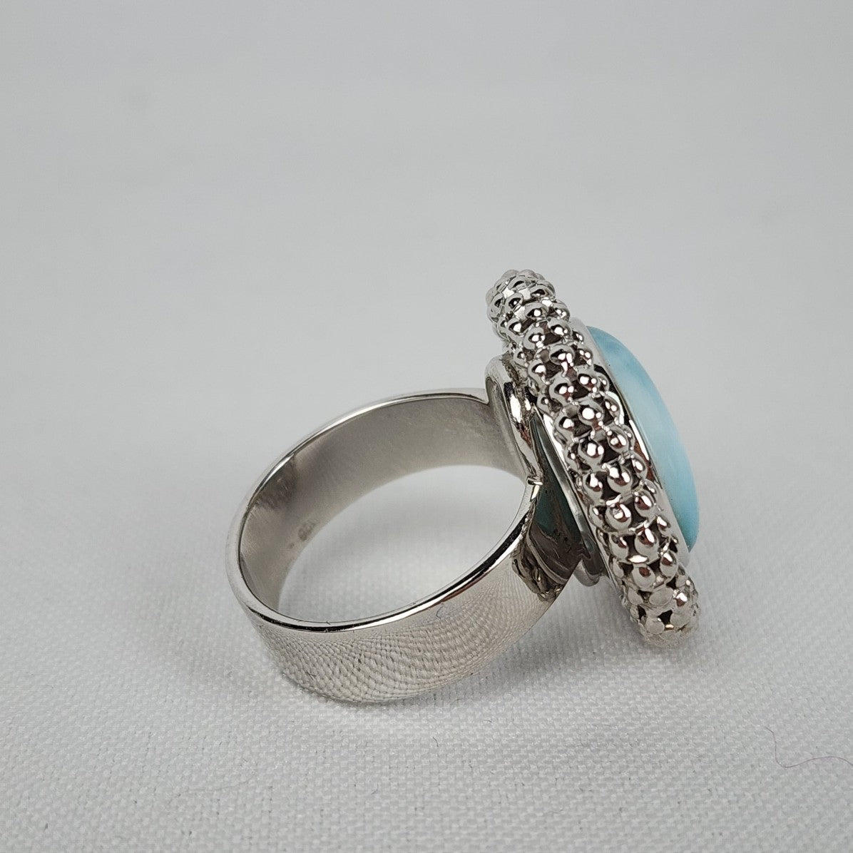 Blue Natural Stone 925 Sterling Silver Ring Size 9