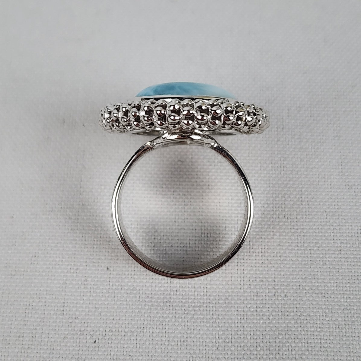Blue Natural Stone 925 Sterling Silver Ring Size 9