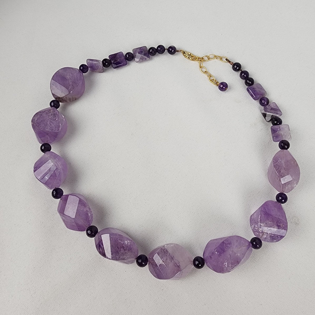 Purple Polished Natural Stone Beaded Necklace