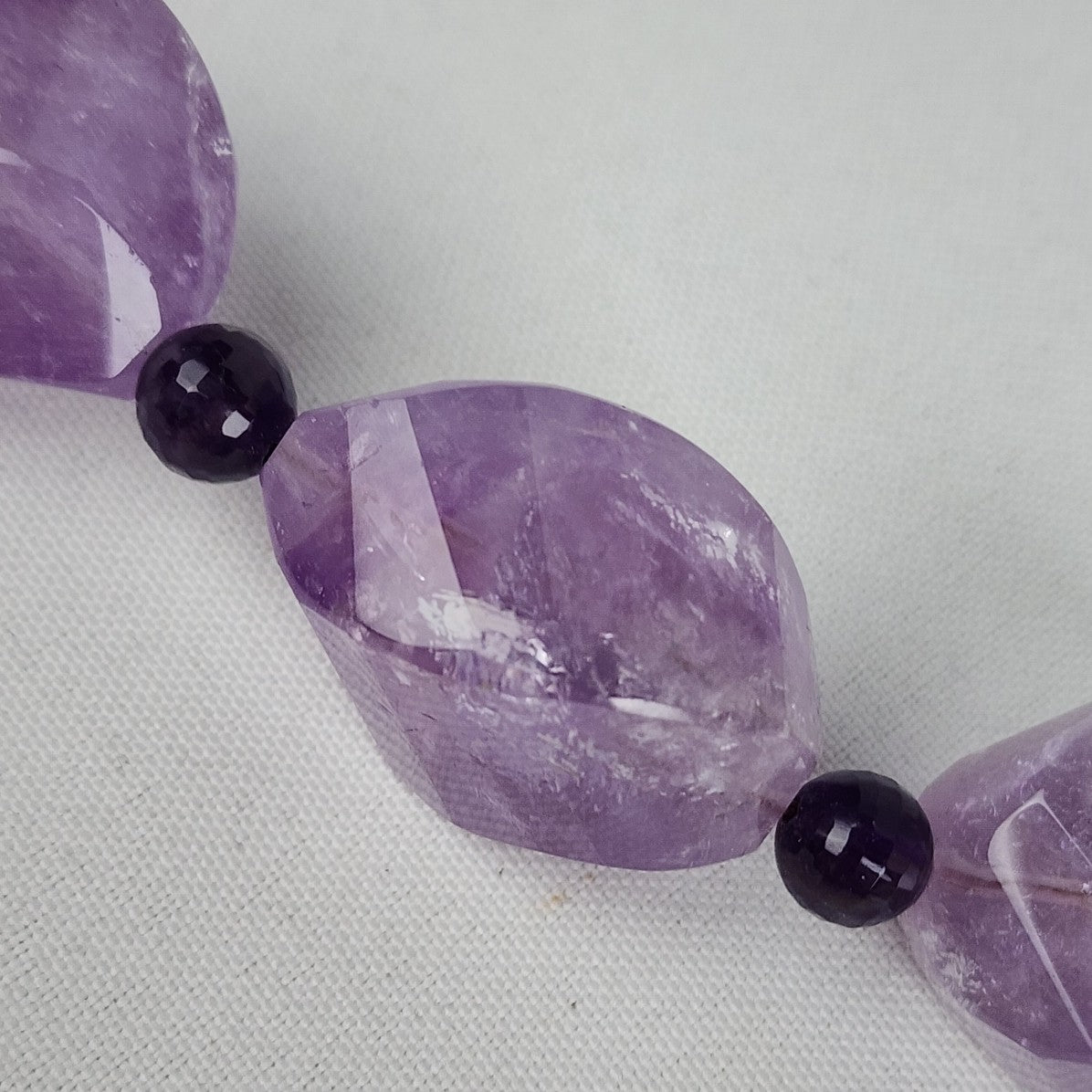 Purple Polished Natural Stone Beaded Necklace