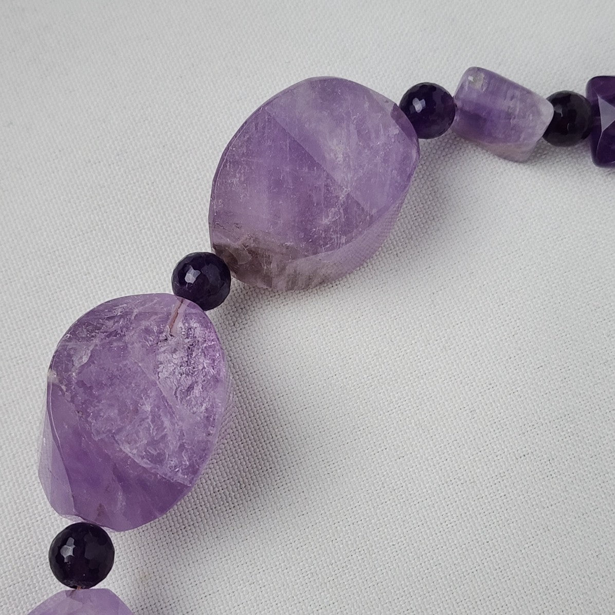 Purple Polished Natural Stone Beaded Necklace