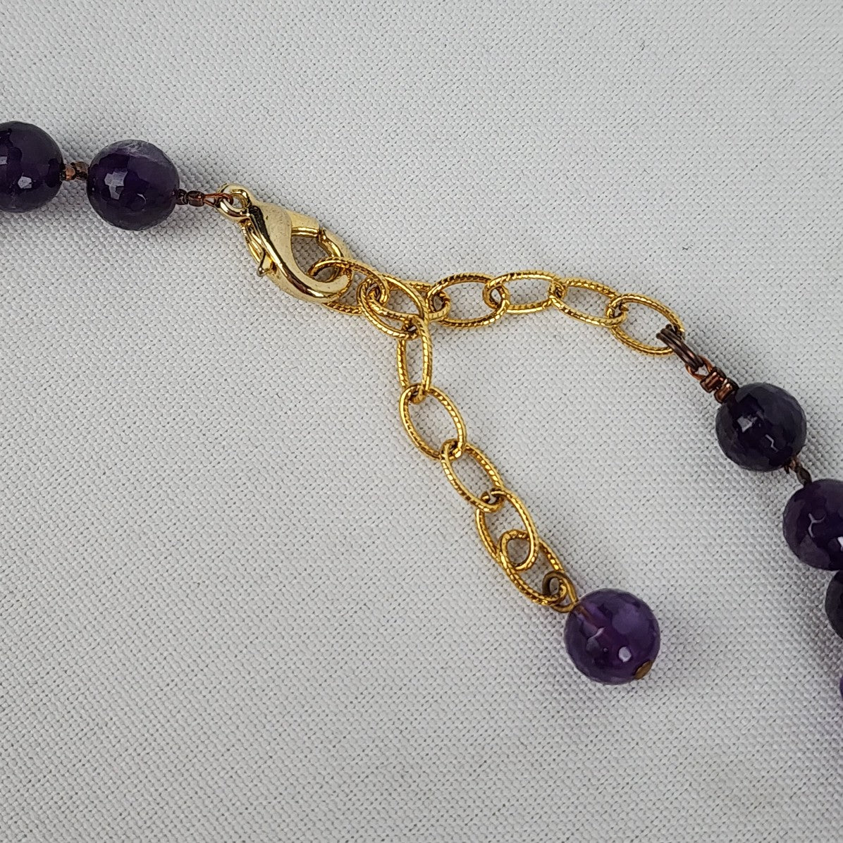 Purple Polished Natural Stone Beaded Necklace