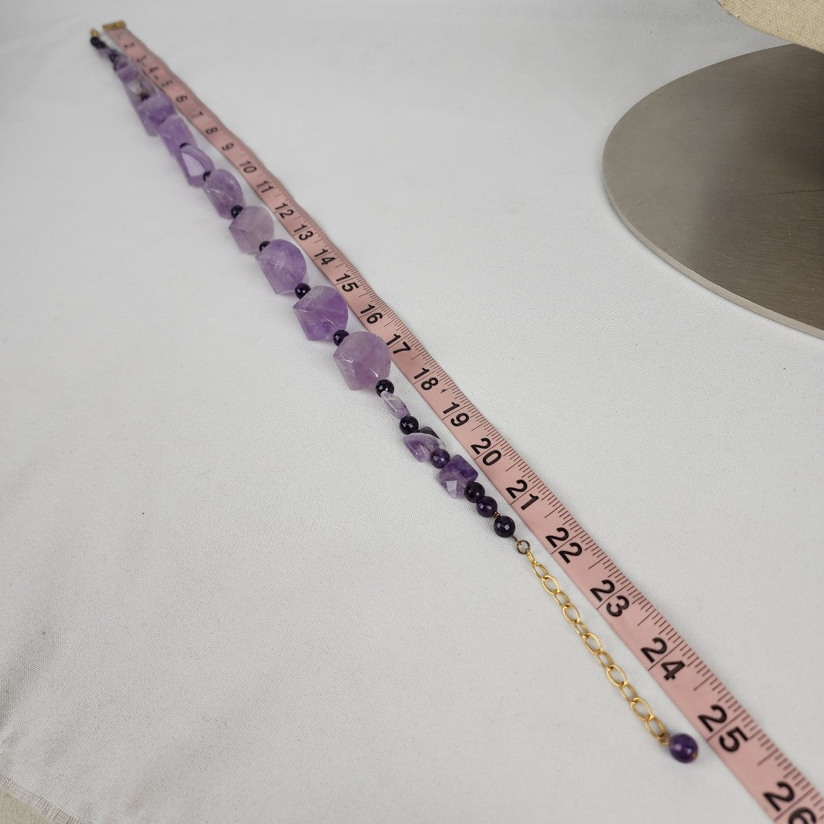 Purple Polished Natural Stone Beaded Necklace