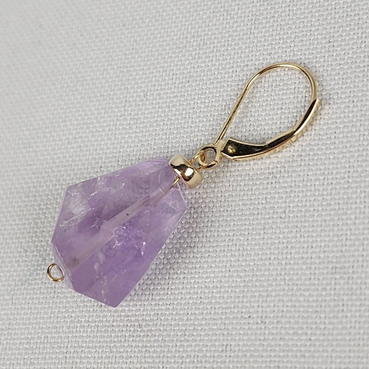 14K Gold Purple Natural Stone Drop Earrings