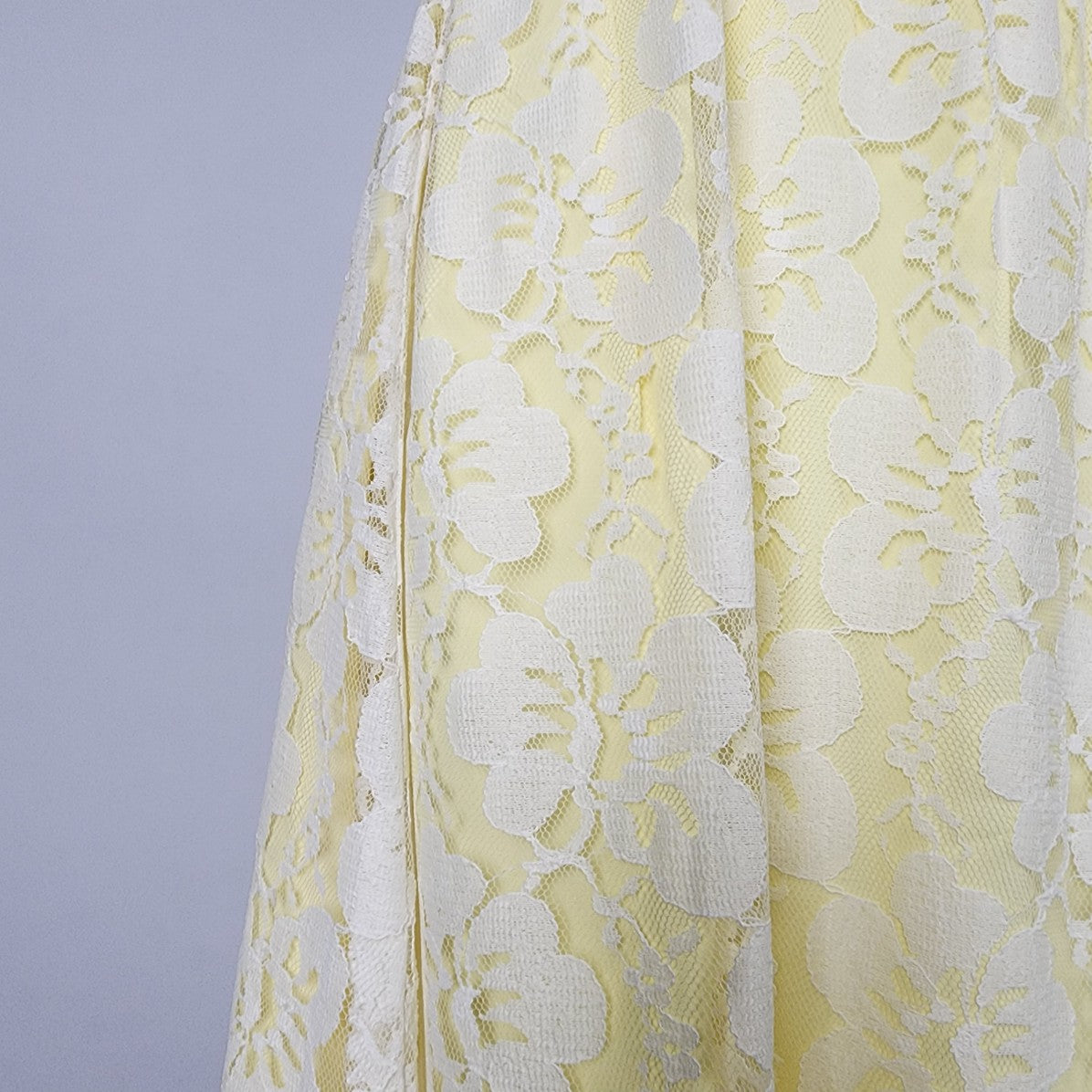 Vintage Yellow Lace Event Maxi Dress Size XS
