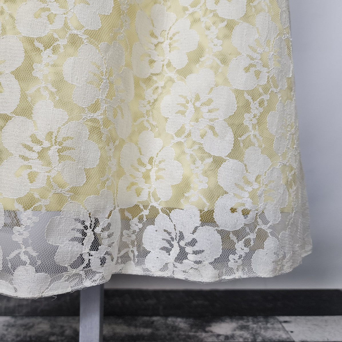 Vintage Yellow Lace Event Maxi Dress Size XS