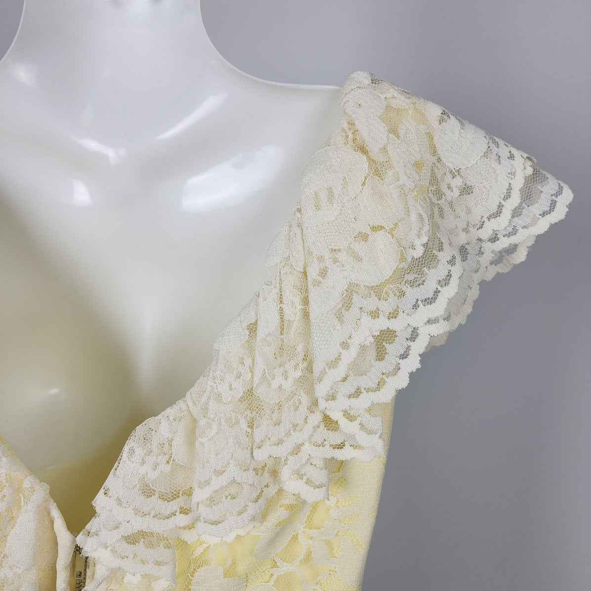 Vintage Yellow Lace Event Maxi Dress Size XS