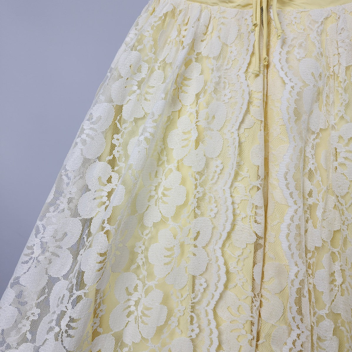 Vintage Yellow Lace Event Maxi Dress Size XS