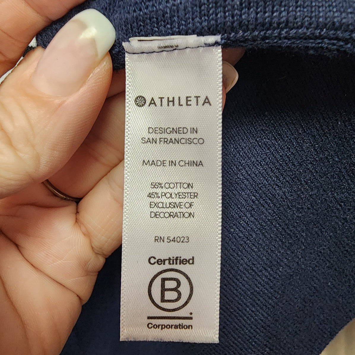 Athleta Navy Blue Cotton Knit Sweater Size S/M
