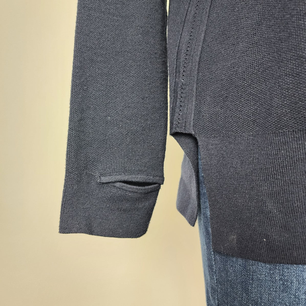 Athleta Navy Blue Cotton Knit Sweater Size S/M