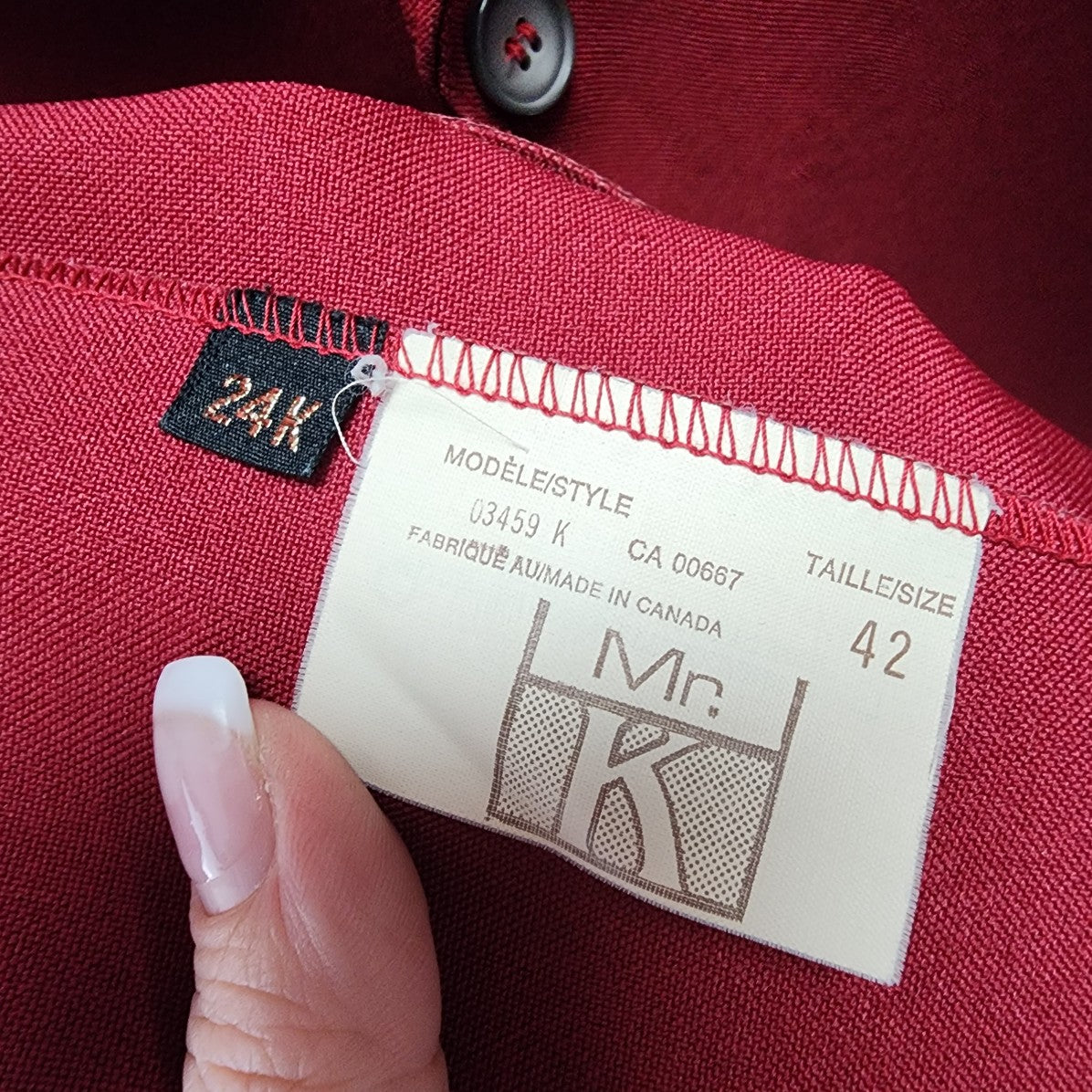 Vintage Mr. K Red Button Up Blazer Size XL