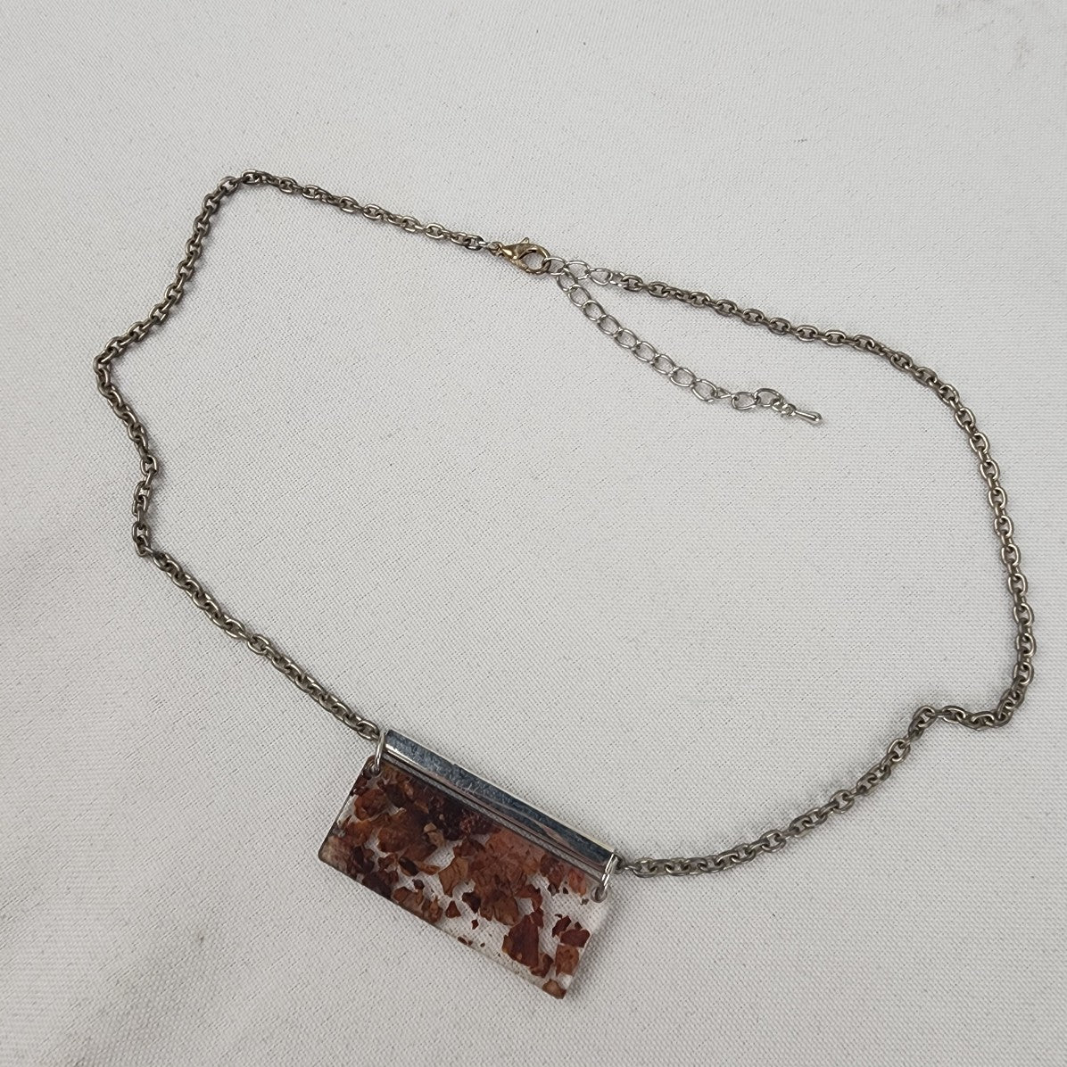 Color By Amber Silver Floral Speckled Pendant Necklace