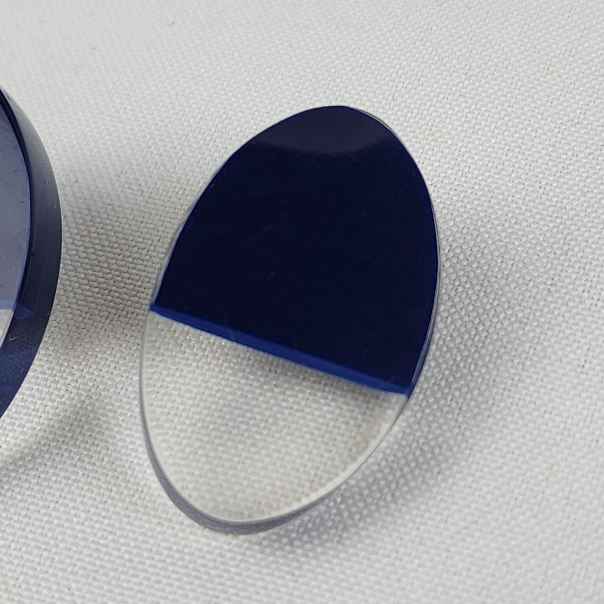 Zsiska Navy Blue & Clear Oval Resin Stud Earrings