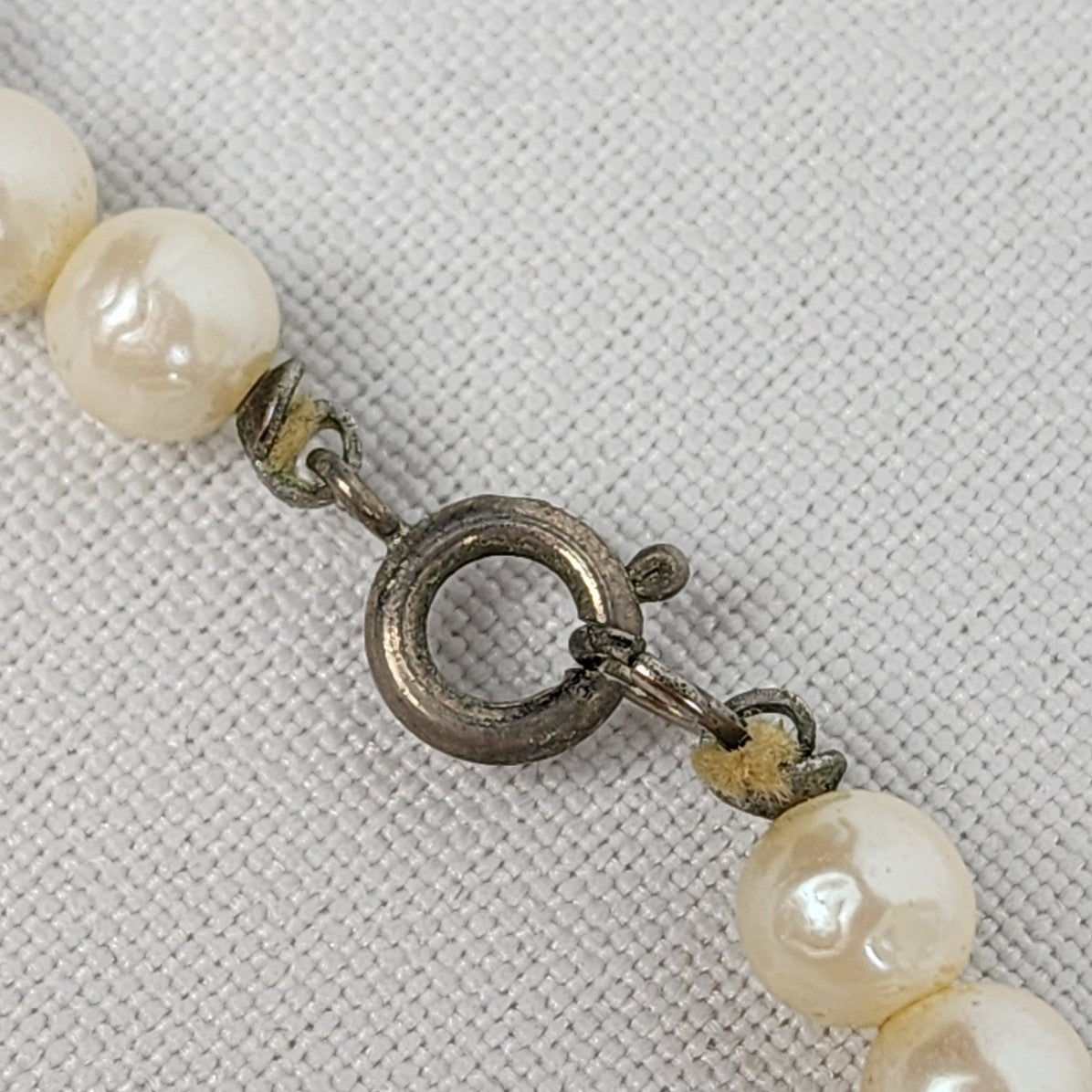 Vintage Faux Pearl Clear Crystal Beaded Necklace