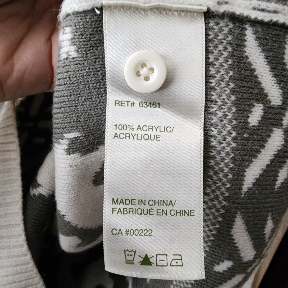 Tradition Country Collection White Knit Reindeer Button Up Cardigan Size S