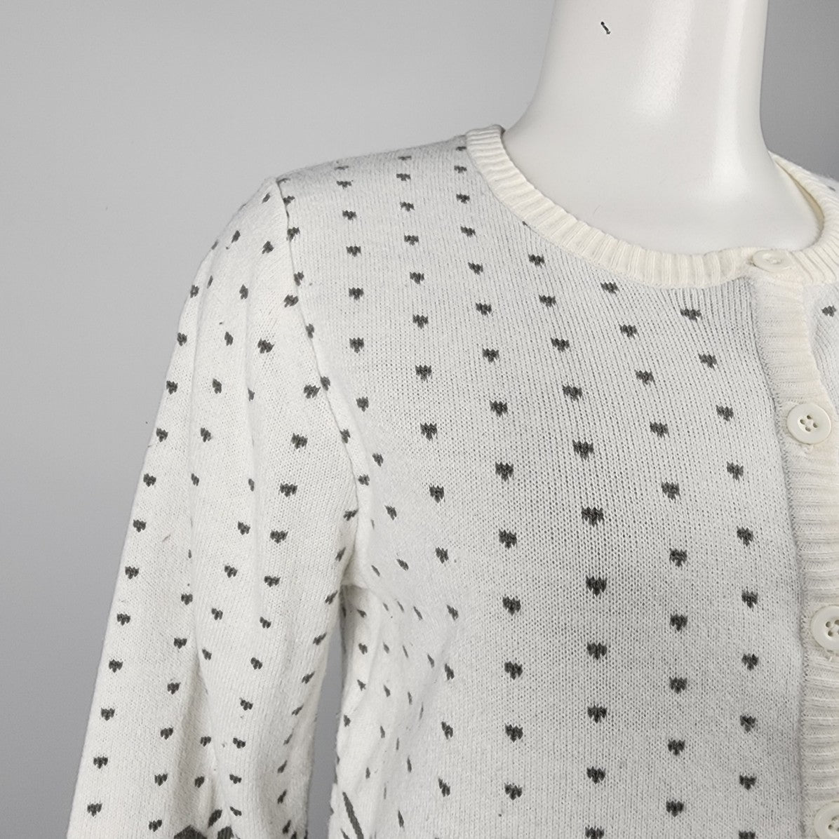 Tradition Country Collection White Knit Reindeer Button Up Cardigan Size S