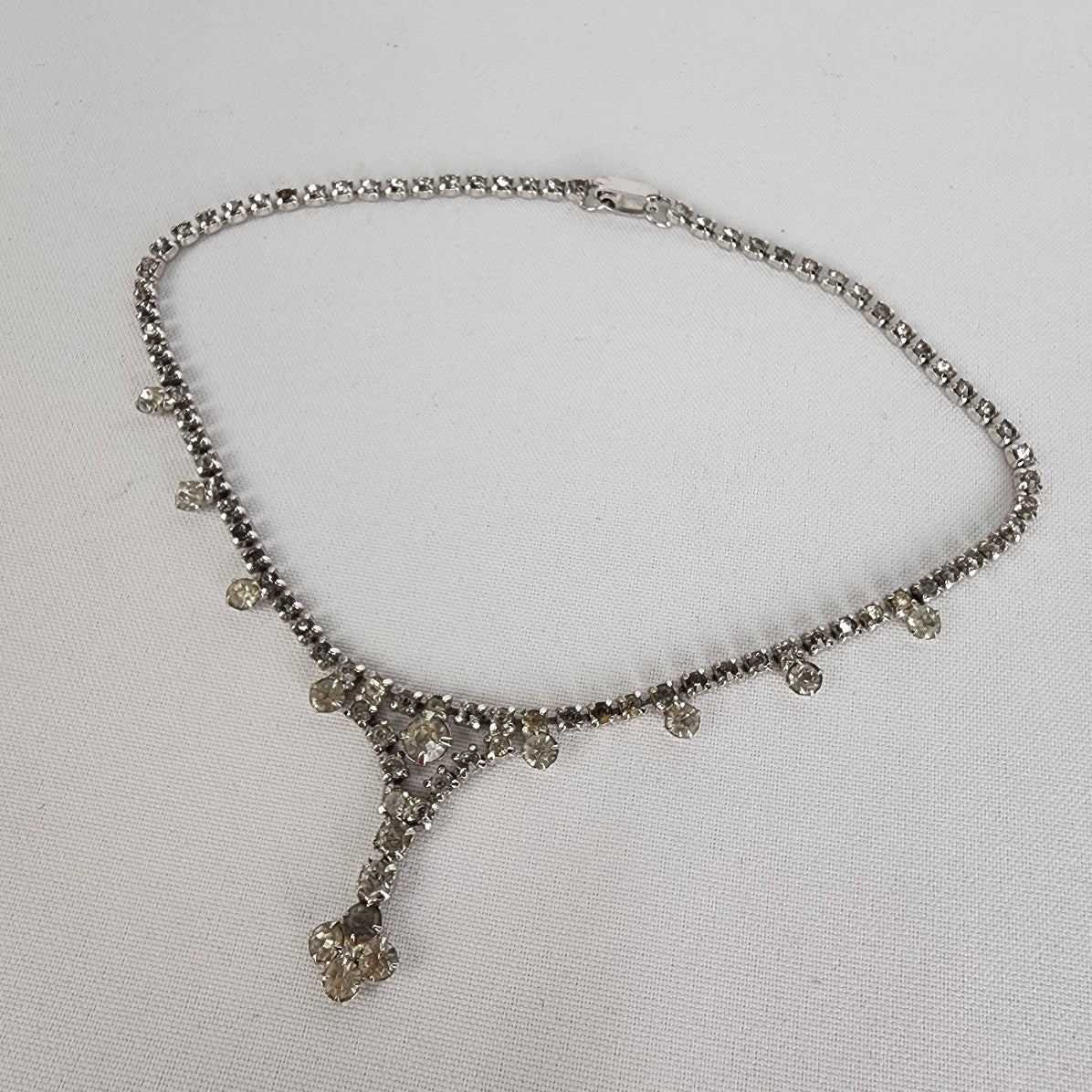 Vintage Silver Rhinestone Collar Necklace